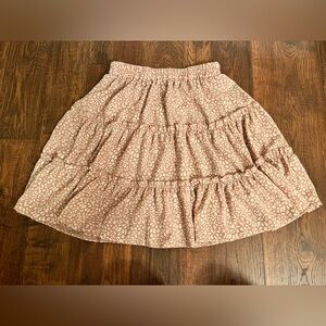 Pink and white flowy mini skirt